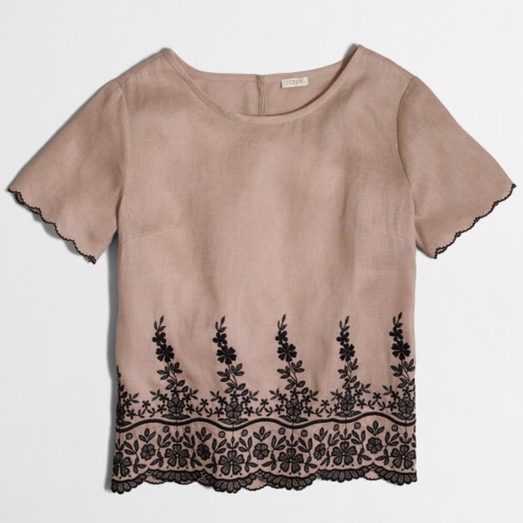 J. Crew Tops - Sale🌟J.Crew scalloped embroidered linen shirt